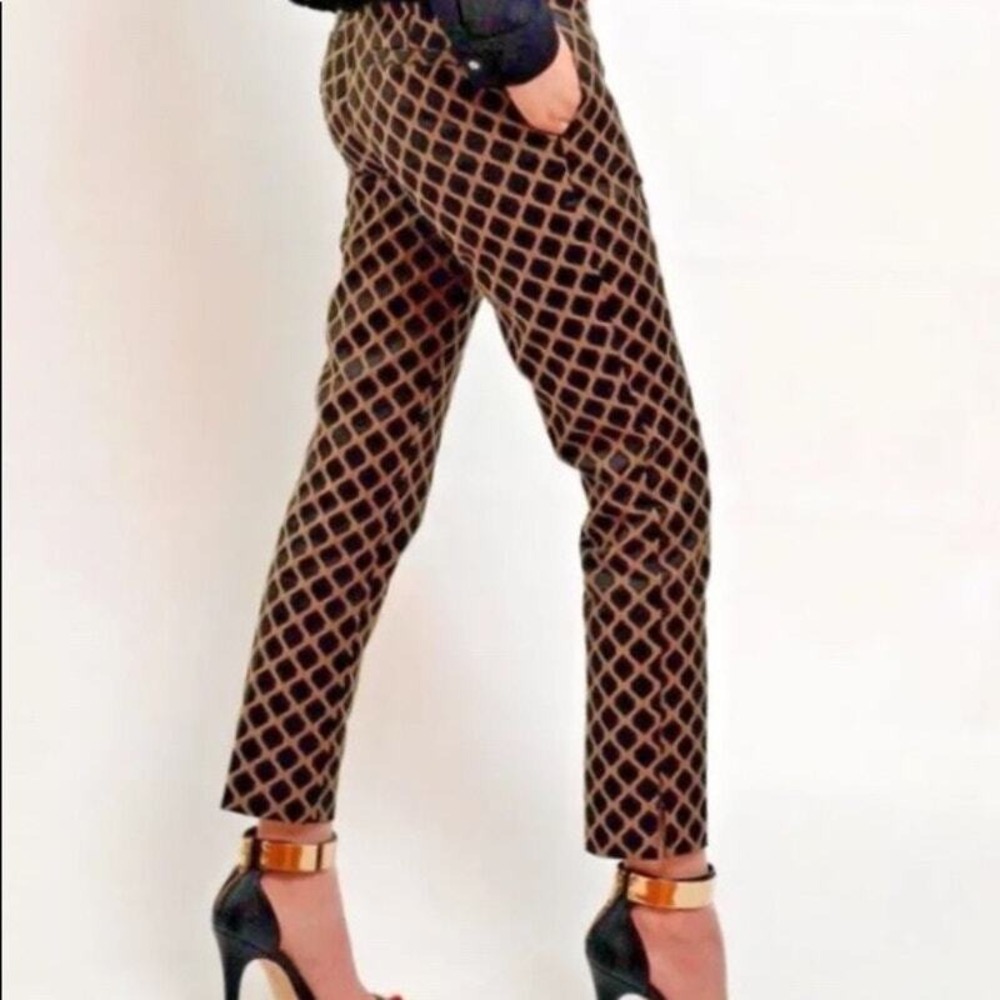 Banana Republic Camden Pants Womens Size 0 Black Mojave Print Cropped Trousers